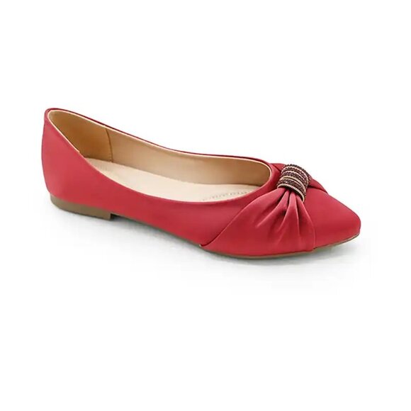 Women Red Ballerina Flats Chic Pointed Toe Stylish Everyday Wear - Picture 2 of 3